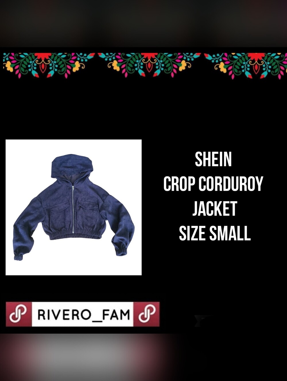 SHEIN | CROP CORDUROY JACKET | SIZE SMALL